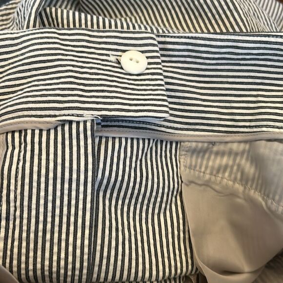 Loft brown white striped cuffed ankle pants Size 10 EUC - Picture 8 of 10